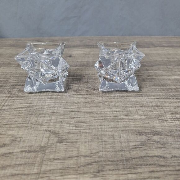 Clear Glass Taper Candleholders; Set of 2‎ - Picture 4 of 9